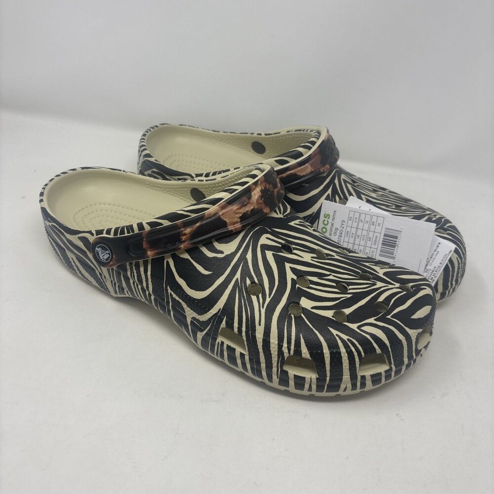 Crocs Classic Animal Remix Clog Zebra Leopard Bone Men’s 14 Women’s 16 NWT